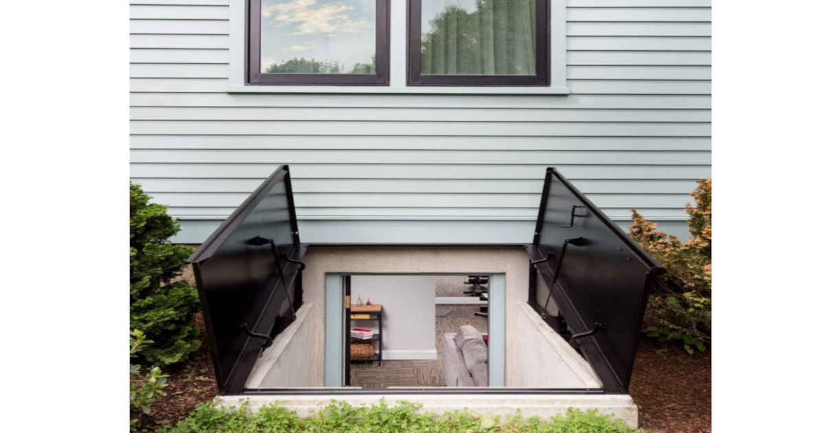 Black doors open